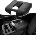 KBH Auto Center Console Armrest Cover Replacement for Chevy Chevrolet Silverado & GMC Sierra 1500 2500 3500 2014-2018, Vinyl Leather Arm Rest Upholstery, Anti-Scratch, Split Bench Jump Seat (Black)