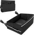 Under Seat Storage Fit for SuperCrew Cab, Foldable Truck Organizers and Storage Box Under Rear Seat For Single Seat with Removable Bottom Plate, 2 Side Handles and Hook Snap Fix Strap, Black