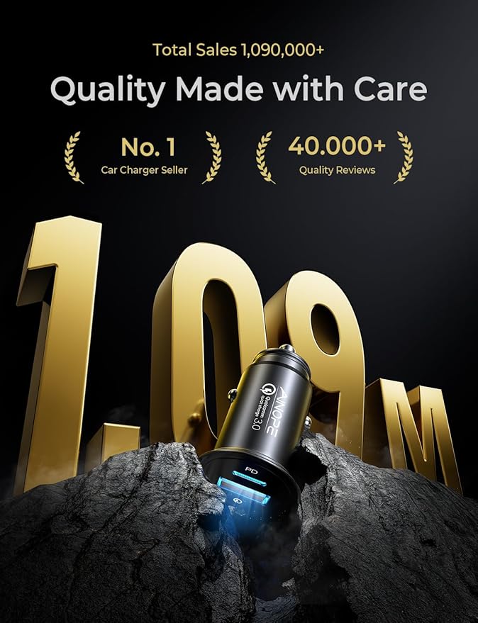 AINOPE 67.5W Super Mini Cigarette Lighter Adapter Car Charger USB C Fast Charging, All Metal PD&QC Type C Car Charger Adapter Outlet Plug Socket for iPhone 17 16 Pro Max 15 14 13 Air, Samsung S26 S25