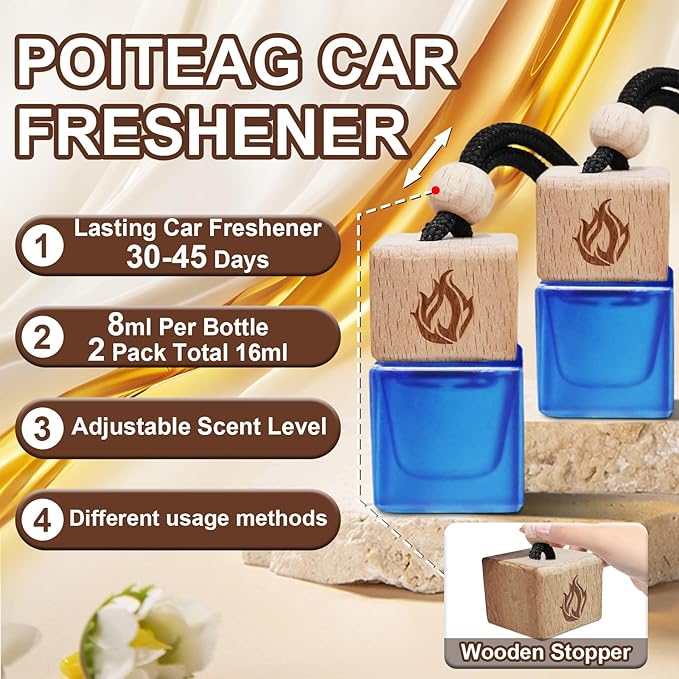 Car Air Freshener Hanging 2 Pack, Cologne Fragrance Long Lasting Car Scent Essential Oil Diffuser, Car Accessories Air Diffuser for Men