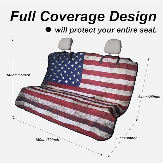 nbnhxnff Sweat Towel Car Seat Cover Protector Rear Seats for Gym Workout, Running, Swimming, Beach and Hiking, Waterproof Universal Seat Cover for Car, Trucks, Van&SUV(American Flag,1pcs Rear Seat)
