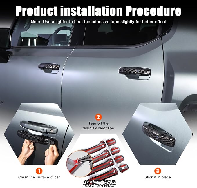 for Hummer EV Accessories Exterior Door Handle Covers Compatible with Hummer EV SUV Truck 2022-2024 2025 ABS Car Door Handle Protectors Cap,Front Rear Outer fror 4 Door,8PCS (Carbon Fiber Pattern)