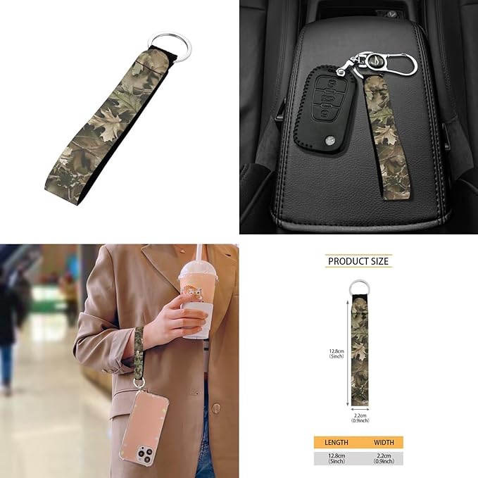 10 Piece Car Seat Cover Sets for Women and Men, Camouflage Hunting Printed Car Front and Back Seat Protector Steering Wheel Cover Trash Can Air Vent Storage Bag Wristlet Keychain