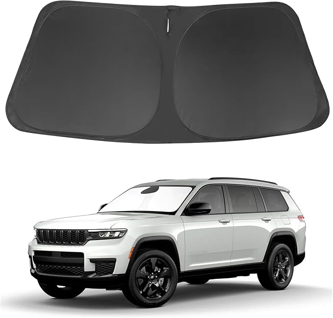 Windshield Sun Shade Custom Fit 2021-2024 2025 Jeep Grand Cherokee L/Jeep Grand Cherokee SUV Accessories Front Window Sunshade Sun Visor Protector Blocks Rays