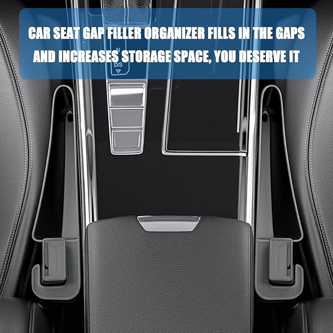 2026 Upgraded Short Car Seat Gap Filler Organizer with Storage Space,2PCS Car Seat Side Gap Filler for Storing Cell Phones,Keys,Cards,Cars Gaps Seats Fillers for Smaller Seats Gaps