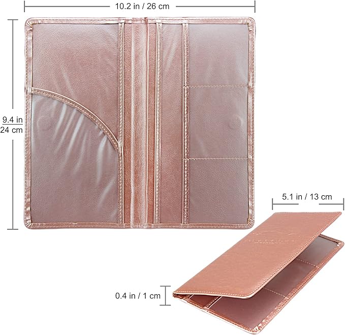 LumiMokki Premium Car Registration & Insurance Card Holder with Magnetic Shut, Vehicle Glove Box Car Organizer - For Documents, Cards, License (Rose gold)
