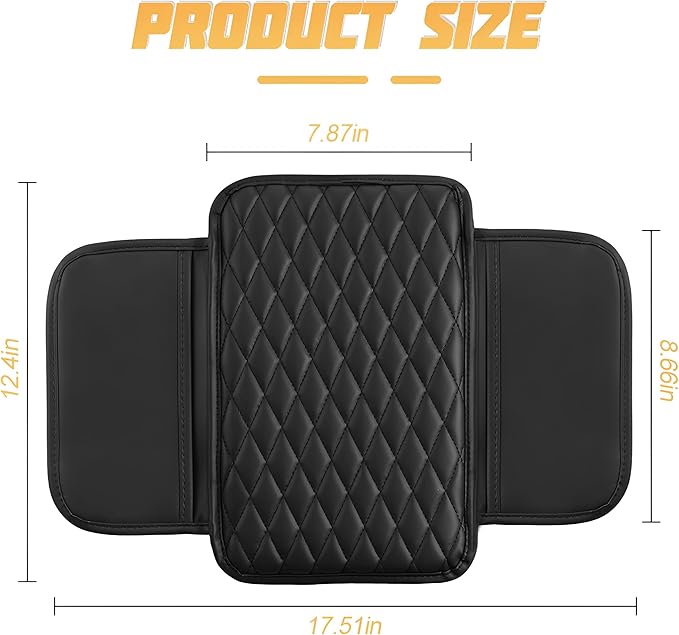 Car Center Console Cover, Leather Vehicle Armrest Seat Box Cushion Pad with Storage Bags, Waterproof Automotive Middle Console Protector, Universal for SUV RV Truck (Beige)