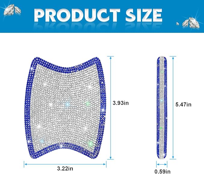 Mandark 8PCS Bling Car Door Handle Protector, Crystal Rhinestone Vehicle Door Bowl Protective Sticker, Glitter Anti-Scratch Auto Decor Decals Accessories, Universal for SUV, Sedan, Truck (Blue/White)