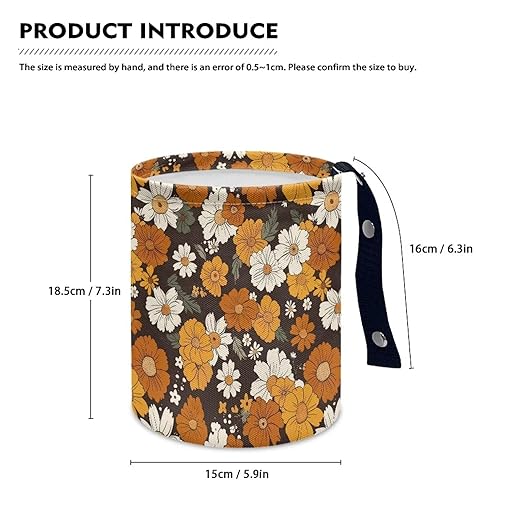 Brosoneto Collapsible Floral Trash Can - Accessories for Cars, Camping & Family Gatherings, Easy to Clean