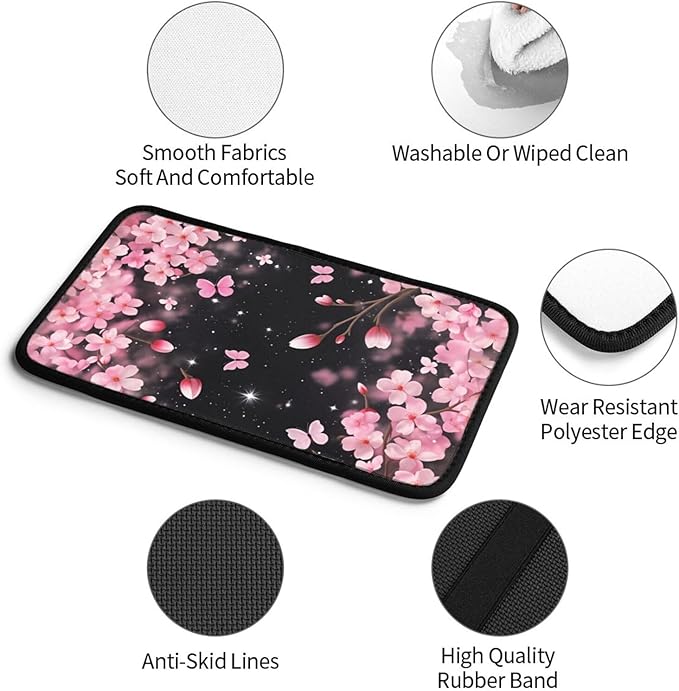 Universal Car Center Console Cushion Pad, Pink Cherry Blossoms Soft Waterproof Car Center Console Cover Auto Armrest Seat Box Cover Protector for Most Vehicle SUV Truck Car
