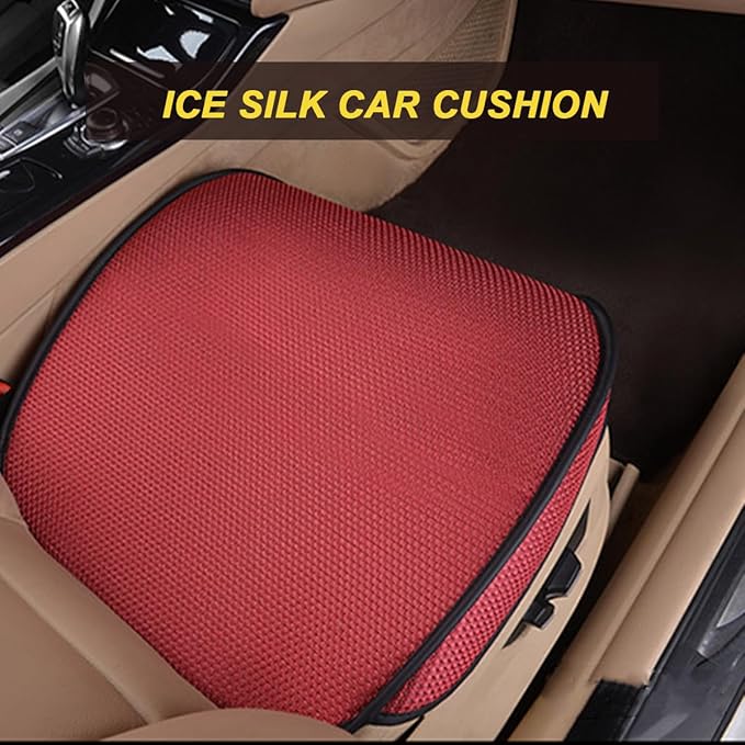 Car Front Seat Bottom Cover, Breathable Anti Slip Auto Frontseat Cushion Mat with Storage Pocket, Comfortable Vehicle Interior Chair Protection Pad, Universal for SUV Sedan Truck(Red)