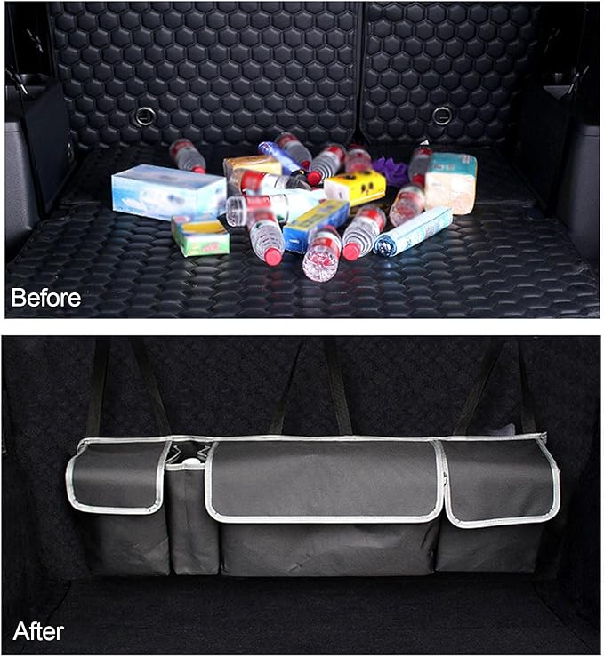 N/A/A /A Car Trunk Organizer, Car Trunk Organizer Collapsible Backseat, Backseat Trunk Organizer for SUV & Car - Hanging Organizer Foldable Cargo Storage Bag