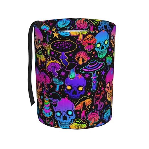 BEIANSHUO Mushrooms Skulls Car Trash Can Collapsible Garbage Can,Hanging Trash Bag Water Proof with Suitable for Storage for Car Interiors,Home