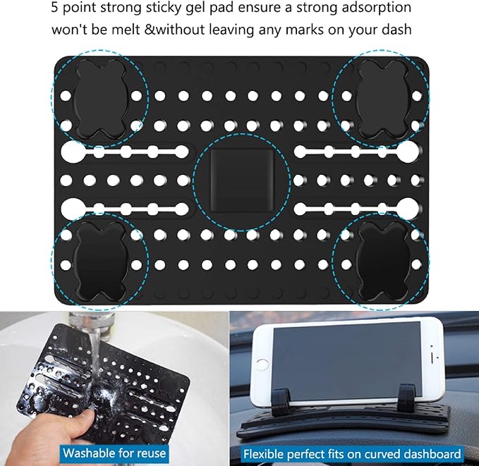 AONKEY Cell Phone Holder for Car, Dashboard Car Pad Mat Vehicle GPS Mount Universal Fit All Smartphones, Compatible with iPhone Xs/XS Max XR X 6S 7/8 Plus