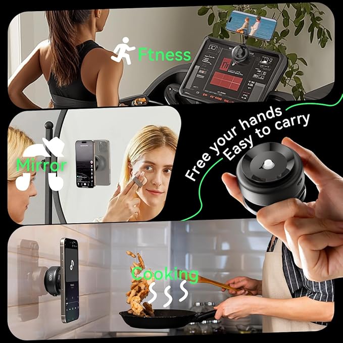 Electric Magnetic Car Phone Holder, 360 Rotation Vacuum Suction Cellphone Mount Foldable Car Mount Stand for iPhone12-16,Mirror/Glass/Screen/Smooth Surface (Not Charge Phone)