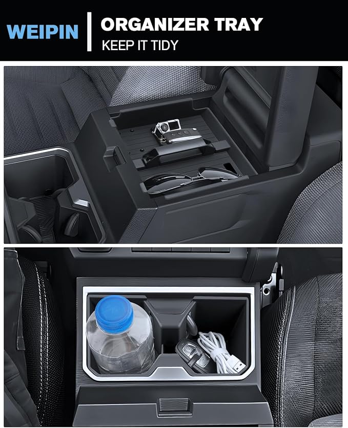 WEIPIN for 2Pcs Center Console Armrest Organizer Tray ABS Materials& Silicone Cup Holder Insert Compatible with 2025-2026 Toyota 4runner - 6th Gen 4Runner