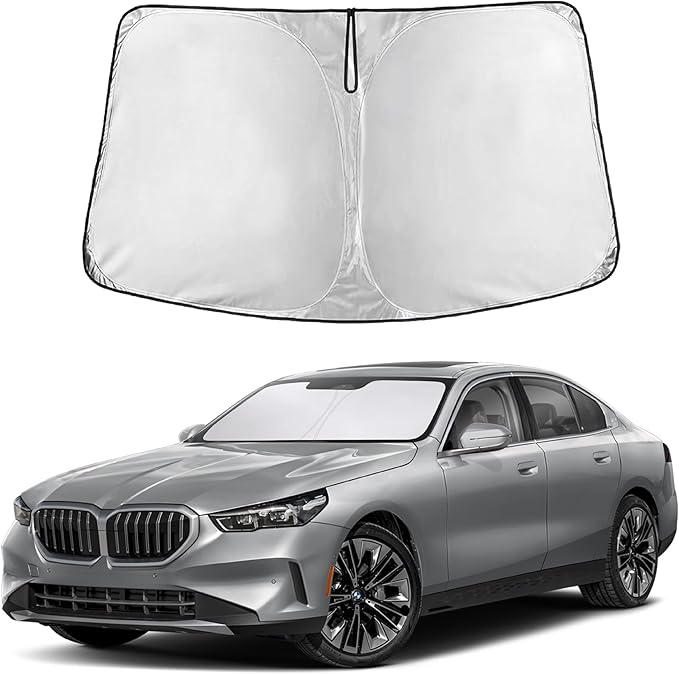 EcoNour Windshield Sun Shade Compatible for BMW 5 Series 2024– 2026 Front Window Sunshade Foldable Sun Visor UV & Heat Blocking Protection