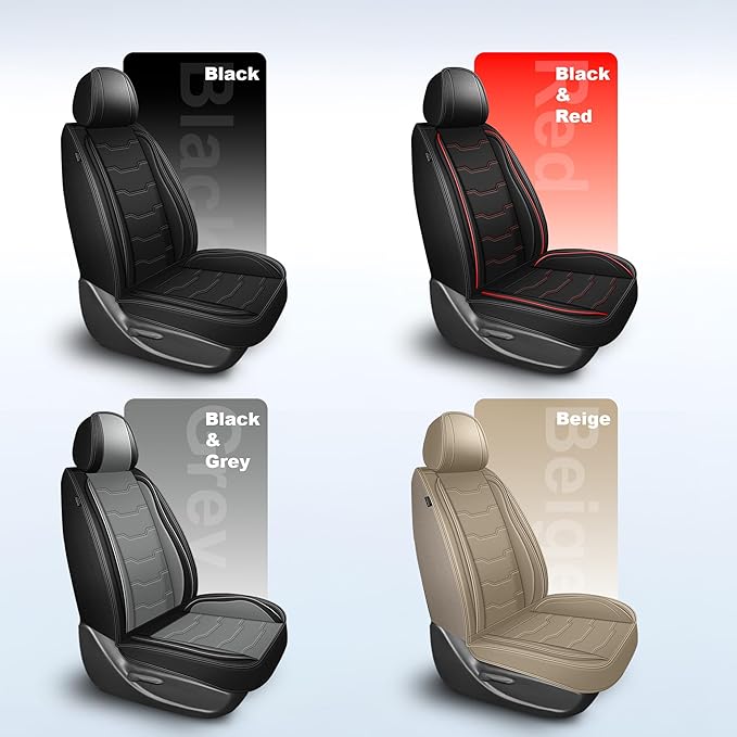 DISUTOGO Seat Covers Fit for Murano 2011-2023 2024 2026 Seat Covers Full Set Car Seat Covers Faux Leather Breathable Waterproof Car Seat Protector (5 Seats, Black&Redline)