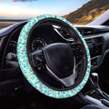 Universal Non-Slip Steering Wheel Cover, 15-inch Polyester Material Driving Accessories, Adjustable for Car and Truck(Mint Green Colorful Leopard)