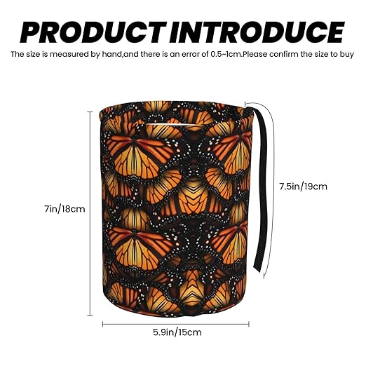 Orange Monarch Butterflies Car Trash Can Leak Proof Hanging Waterproof Garbage Can Multipurpose Trash Bin for Car SUV Front Seat Headrest Collapsible and Portable Storage Pocket