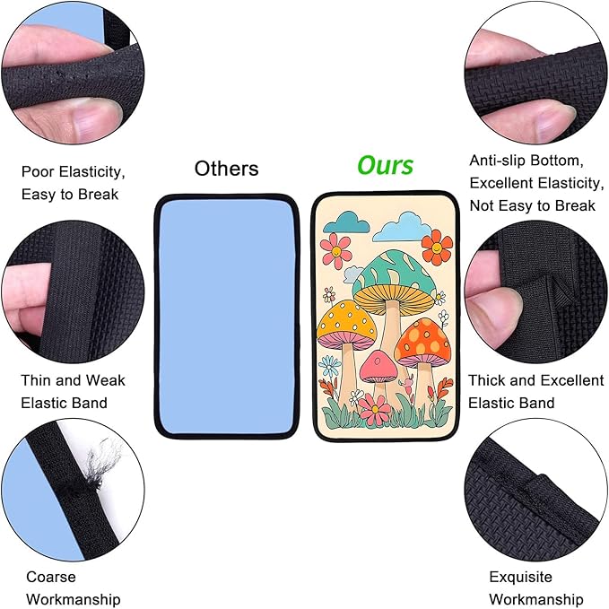 JANENFNA Car Armrest Cover Pads Universal Fashion Cute Auto Center Console Armrest Cover Pad with 2PCS Car Coasters Soft Waterproof Car Armrest Seat Protector for Women,Cute Mushrooms