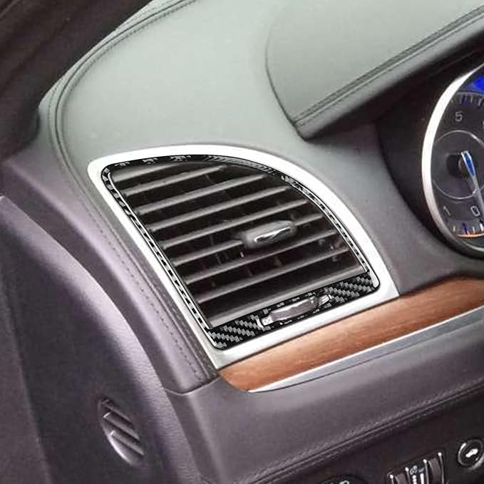 NVCNX Real Premium Carbon Fiber for Chrysler 300 Accessories 2015-2023 2016 2017 2018 2019 2020 2021 2022 S/C/Limited/Touring Car Dash Sides Air Vent Cover Interior Trim Sticker Decal Overlay 2PCs