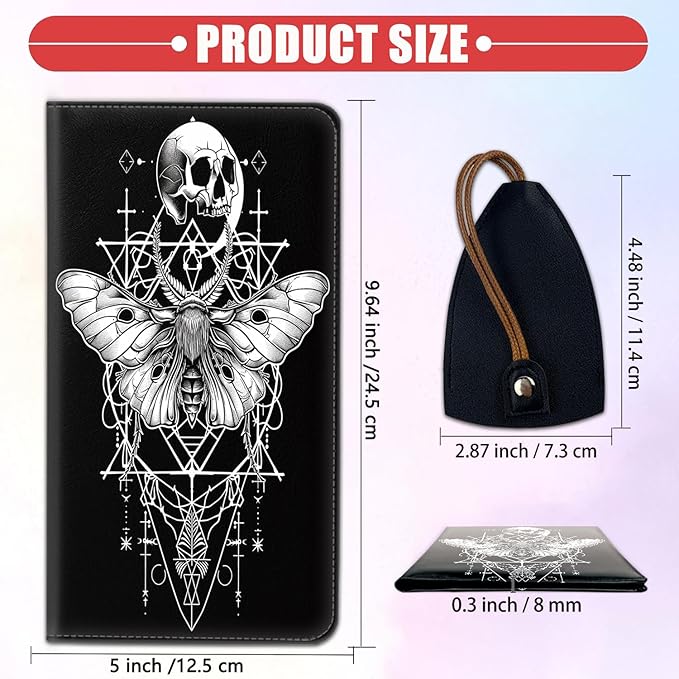 Car Registration Holder, Waterproof PU Leather Vehicle Card Document Glove Box Organizer, Women Interior Auto Accessories Case for Cards, Driver License Car Insurance Holder, Moth Skull Design Pattern