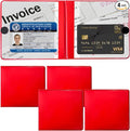 Ziciner 4PCS Car Registration and Insurance Holder, 5.2"× 4.7" Premium Auto Glove Box Organizer with Closure, Essential Vehicle Document Holder for Card, Driver License (Red)