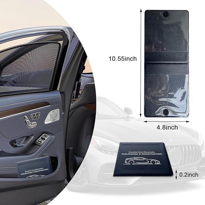 Ziciner Car Registration Insurance Holder, 2Pack Essential Auto Card Document Glove Box Organizer with Touch Fastener, Vehicle Interior Accessories Perfect for Most Car, Truck, SUV (Black/Small Car)
