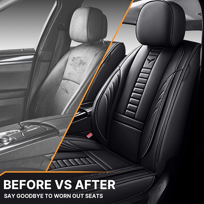 Pengchen Auto Front Seat Covers Fit for Lexus 1999-2025 95% Models, 3D Front Split Bench Protection Compatible with Side Airbag Black & Black Line