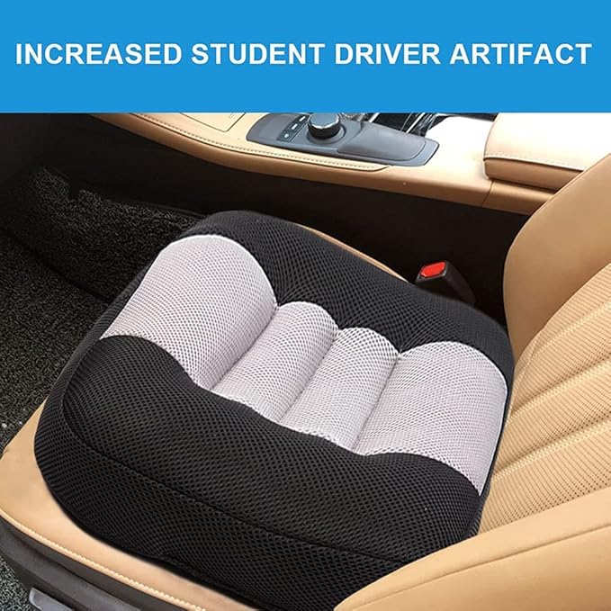 Car Booster Seat Booster Height Lifting Pad Breathable Mesh Portable Car Seat Cushion for Truck, Car, SUV, Office Chair, Wheelchair (Black&Grey)