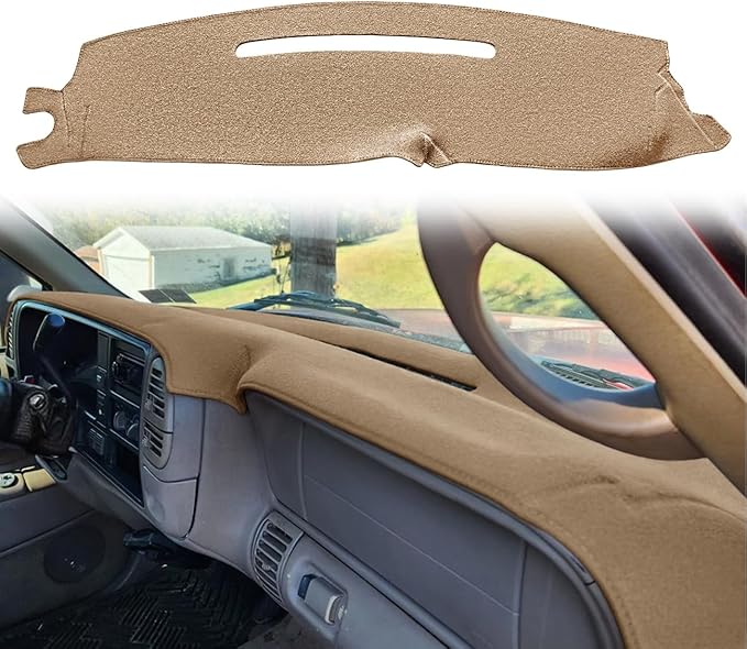 Dash Cover Mat Custom Fit for 1997-2000 Chevy Chevrolet Silverado/GMC C1500 C2500 C3500 K1500 K2500 K3500, 1997-99 GMC Yukon/Chevy Tahoe Suburban, Dashboard Pad Carpet Protector(97-98, Beige) Y57