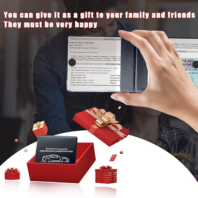 Ziciner Car Registration Insurance Holder, 2Pack Essential Auto Card Document Glove Box Organizer with Touch Fastener, Vehicle Interior Accessories Perfect for Most Car, Truck, SUV (Black/Small Car)
