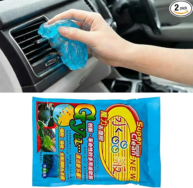 Craedli 2PCS Car Cleaning Gel, Reusable Dust Remover Slime Kit, Car Air Vent Cleaning Putty, Universal Auto Interior Keyboard Jelly Detailing Supplies for Men, Women Present (Blue)
