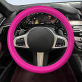 Car Steering Wheel Cover, Soft Odorless Silicone Steering Wheel Protector, Anti-Slip Auto Steering Wheel Cover Universal Fit 14 Inch, Vehicle Interior Accessories for Cars SUVs Trucks (Pink)