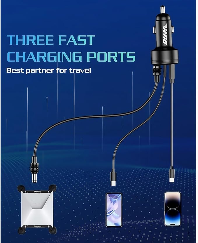 3 in 1 Starlink Mini Accessory 12v Car Cigarette Lighter Adapter Charger,with Digital Display,Compatible with Starlink Mini DC Power Cable UBS-A USB-C for All Car Models