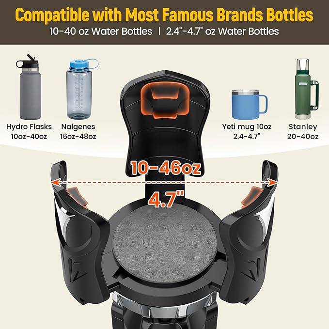 Cup Holder Expander Adapter - | Adjustable | Expandable Base for Car, Easkkty All Purpose Car Cupholder Extender with Rubber Fits Most 24/32//40oz Large Water Bottles & Mugs & Foods