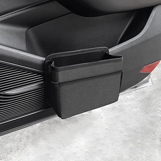 AOWIS Car Trash Can, Foldable Multifunctional Hanging Storage Box Trash Can with a Roll of Garbage Bag, Multi Pocket Design Suitable for Car, Home and Office (Black)