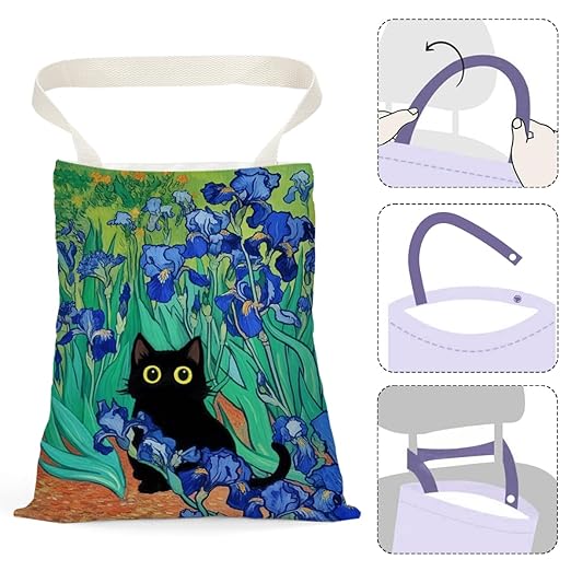 Pykfrhh Black Cat Car Trash Bag, Car Trash Bag Hanging, Waterproof Cars Back Seat Hanging Organizer and Storage Trash Bags for Vehicle Travelling Camping Irises Decor