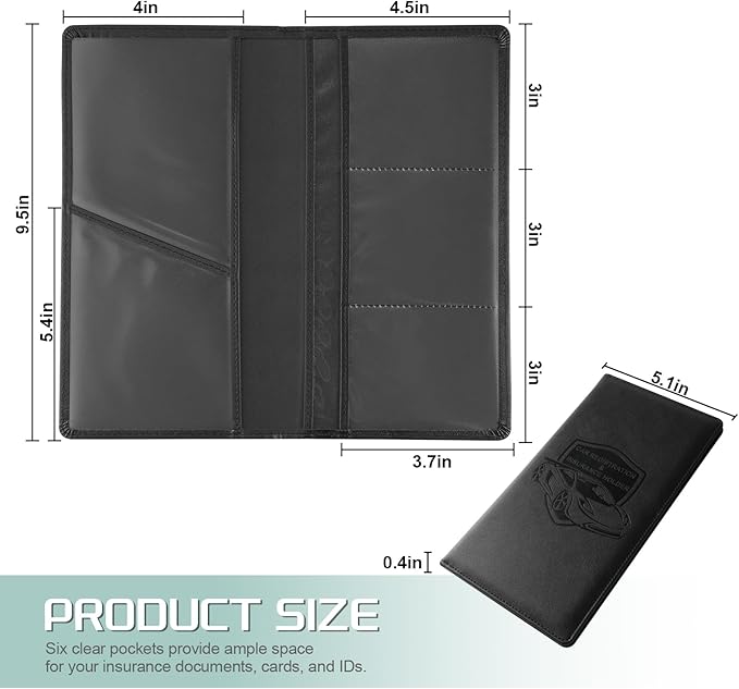 JUSTTOP 2Pack Car Registration and Insurance Holder,Car Document Holder for Cards License with Magnetic Shut,Car Organizer for Documents, Cards, License,Interior Car Accessories for Women Men(Black)