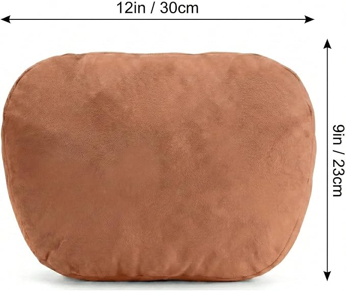 2PCS Car Pillow for Car Neck Pillow for Driving Seat Leather Neck Support Soft Cushion Back Support Head-Rests for Vehicle Sleeping with Elastic Adjustment Strap (Brown, Head)