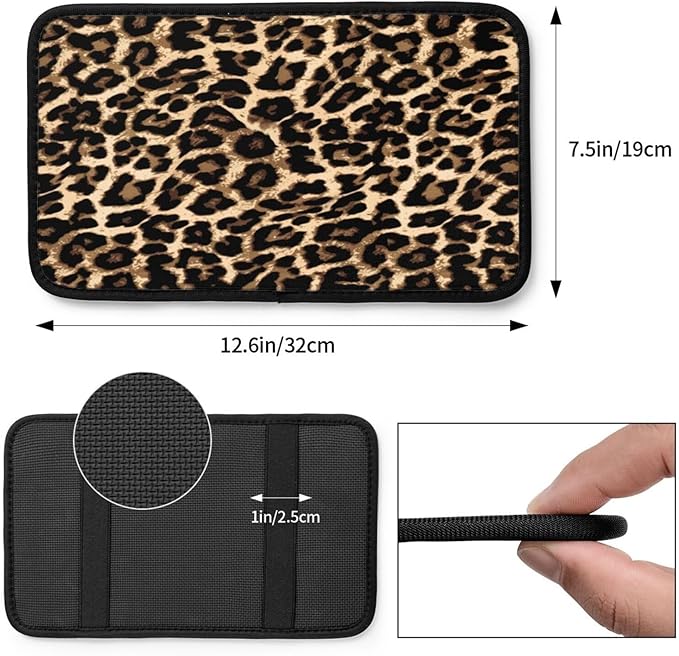 DORKEIXIA Leopard Cheetah Print African Animal Hunting Auto Center Console Armrest Pad Universal Car Center Console Cover Seat Box Cover for Sedan, Van, SUV, Truck Car Accessorie