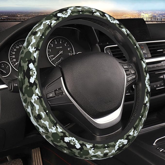 Camouflage Print Car Steering Wheel Cover, 15 Inch Steering Wheel Cover Stylish Decor for Most Cars