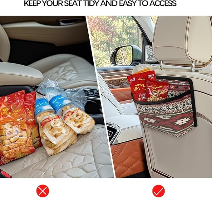 Renewold Car Side Pocket Organizer, Front Back Seat Storage Pocket for Car, Universal Auto Console Door Window Storage Bag for Interior Organizer, Holder for Phone Sunglasses, Southwest Aztec Horse