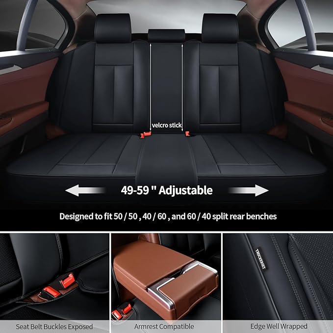 truckerset Car Seat Covers, Leather Seat Covers for Cars Full Set, Waterproof and Breathable Suitable for Most SUV/Truck/Sedan/Automotive 5 Pack (Black)