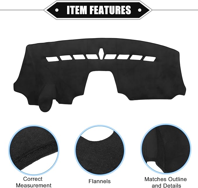 Car Dashboard Cover Mat Compatible for Chevrolet Aveo 2012-2016, Protective Flannels Black Center Console Interior Trim Dash Board Mat