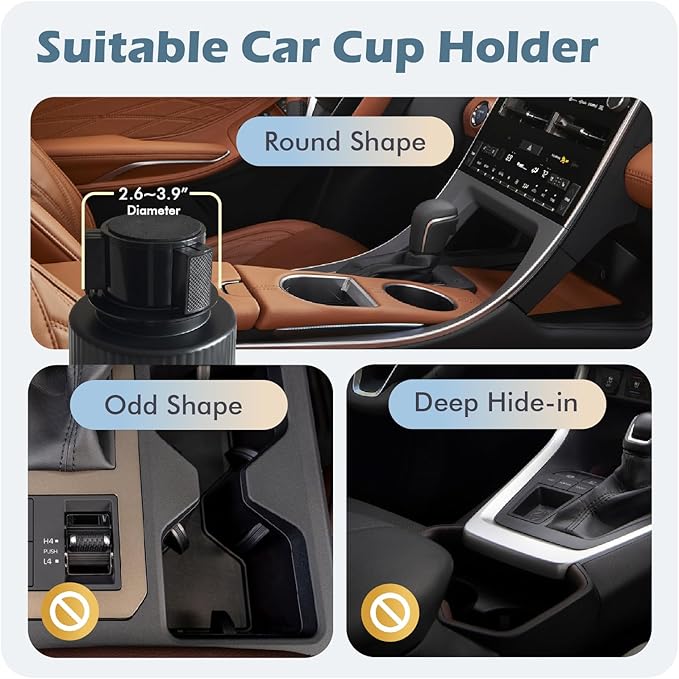 Car Cup Holder Tray, 3 in 1 Cup Holder Expander Adapter for Car, 360° Rotating Detachable 11" Car Food Tray Table for Eating, Road Trip Essentials Fits Yeti, Hydro Flask 16-46 oz, OtterVerz 11