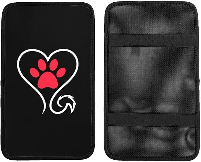 Paws Car Center Console Armrest Cover Dog Paw Footprint Cars Decor Accessories Pet Armrest Cushion Pad Black Cute Comfortable and Anti-Scratch Arm Rest Covers