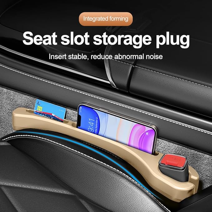 2PCS Car Seat Gap Filler with Phone Holder,[New Upgrade] Car Side Seat Gap Filler for Avoiding Things Falling,Universal Car Seat Organizer Car Interior Accessories (Beige)