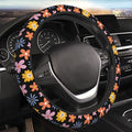 Vintage Daisy Neoprene Steering Wheel Cover Anti-Slip Elastic Flower Floral Steering Wheel Protective Cover 15in Universal Car Accessories Fit Cars, SUVs, Auto